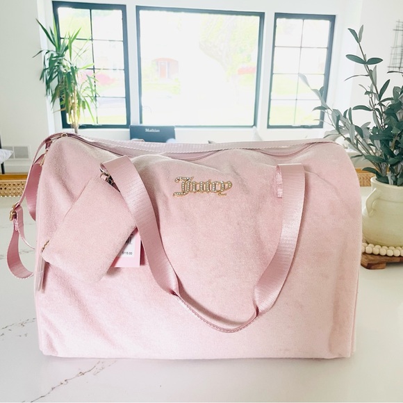 Juicy Couture Handbags - JUICY COUTURE Pink Diamond Terrycloth Weekender Duffle Bag Large NWT!
